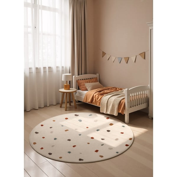 Krēmkrāsas bērnu paklājs ø160 cm Funny Dots – Hanse Home-image-1