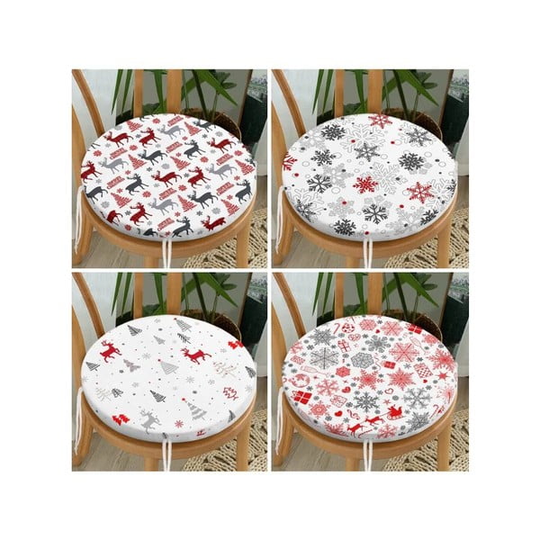 Sēdekļa spilveni ar Ziemassvētku motīvu (4 gab.) ø 40 cm Snowflakes – Mila Home-image-1