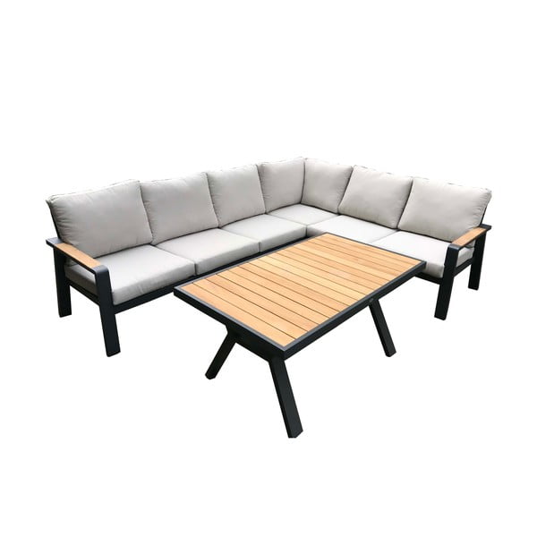 Pelēks alumīnija dārza atpūtas komplekts 5 personām Rotterdam – Rojaplast-image-2