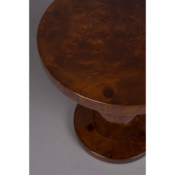 Apaļš sānu galdiņš ar riekstkoka imitāciju ø 46 cm Quinn – Dutchbone-image-4