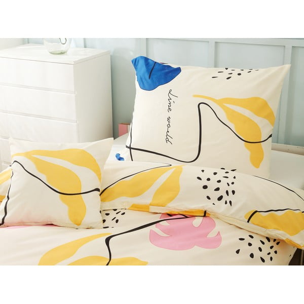 Dzeltena vienvietīga gultas veļa no mikrosatīna 140x200 cm Sophia – My House-image-1