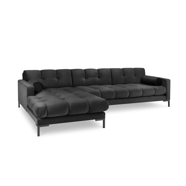 Tumši pelēks samta stūra dīvāns Cosmopolitan Design Bali, kreisais stūris-image-2
