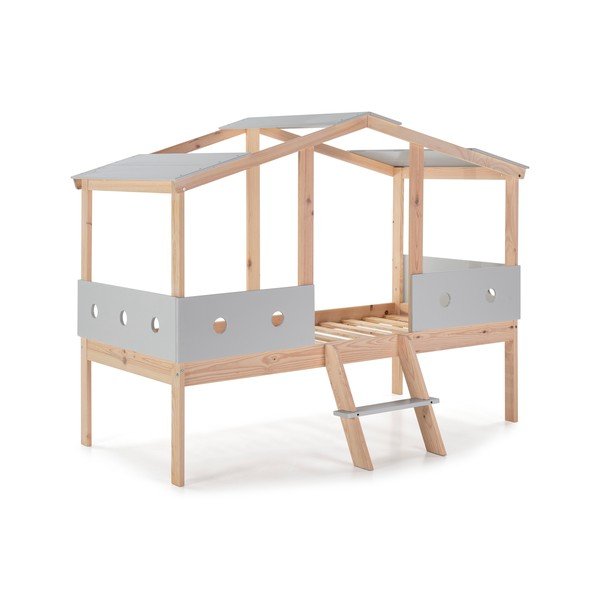 Pelēka paaugstināta bērnu gulta 90 x 190 cm Compte – Marckeric-image-3