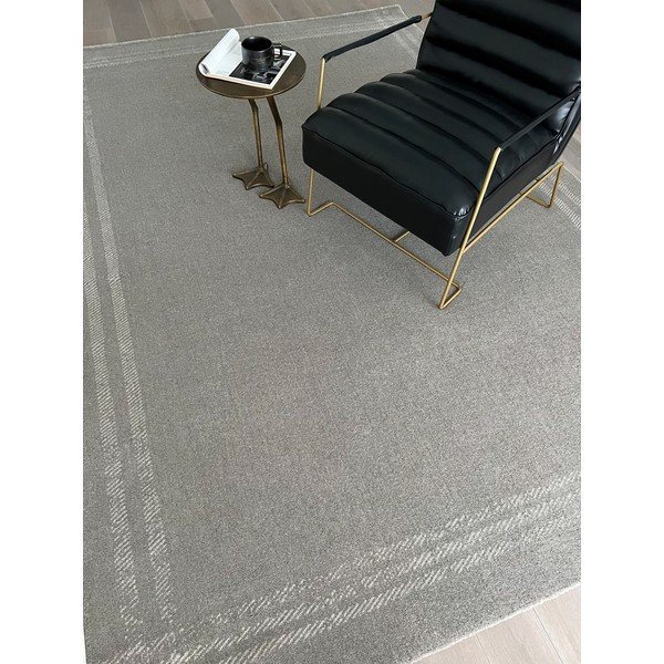 Antracīta pelēks vilnas paklājs 133x190 cm Calisia M Grid Rim – Agnella-image-1