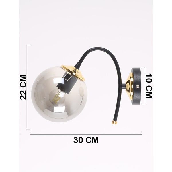 Melna/pelēka sienas lampa ø 15 cm Yoyo – Squid Lighting-image-4