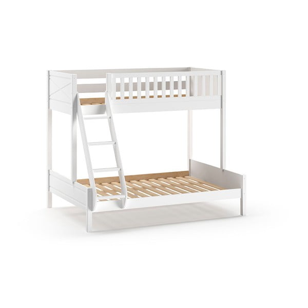 Balta priedes masīvkoka divstāvu bērnu gulta ar veļas kasti 140x200/90x200 cm SCOTT – Vipack-image-2