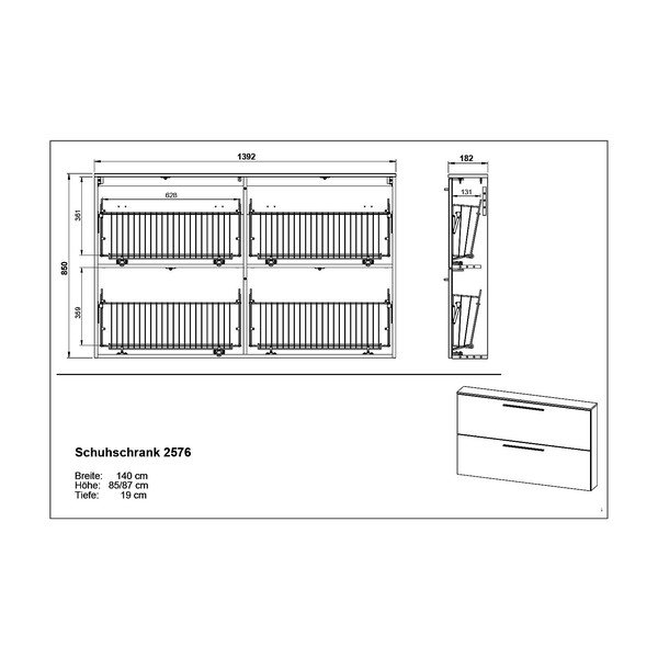 Pelēks/bēšs piekaramais apavu plaukts Utah – Germania-image-4
