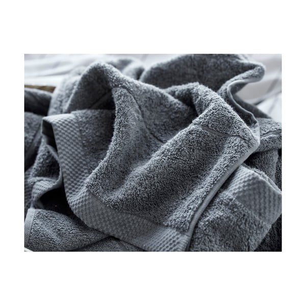 Tumši pelēks frotē kokvilnas dvielis 50x100 cm Line – Södahl-image-2
