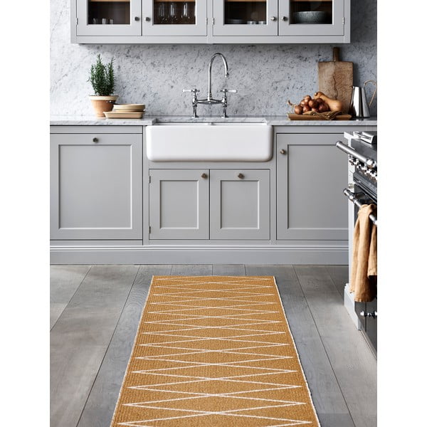 Okera dzeltens iekštelpu un āra celiņa paklājs 70x320 cm Max Ochre – Pappelina-image-4