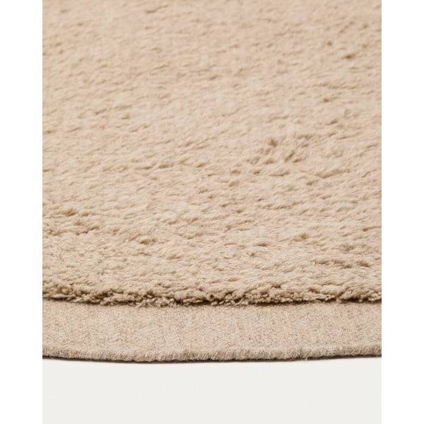 Gaiši brūns ar rokām darināts vilnas apaļš paklājs ø 200 cm Marely – Kave Home-image-4