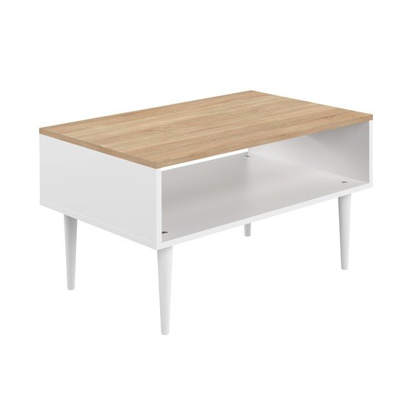 Balts žurnālgaldiņš ar ozolkoka virsmu 80x47 cm Horizon - TemaHome -image-3