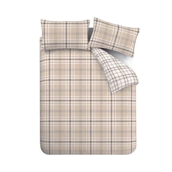 Brūna/bēša divguļamā gultas veļa 200x200 cm Kelso Check – Catherine Lansfield-image-2