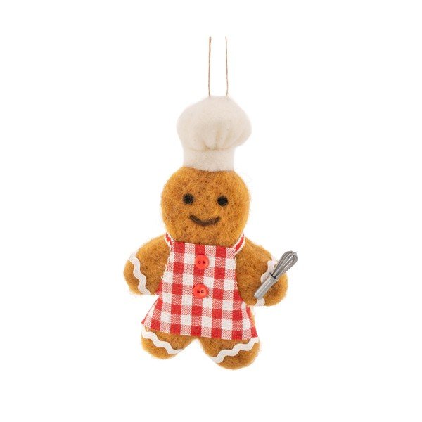 Tekstila Ziemassvētku eglītes rotājums 8 cm Pastry Chef Gingerbread – Sass & Belle