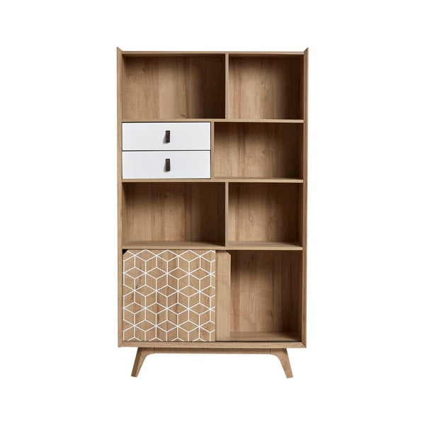 Brūns grāmatu plaukts ar baltiem dekoriem Marckeric Java-image-2