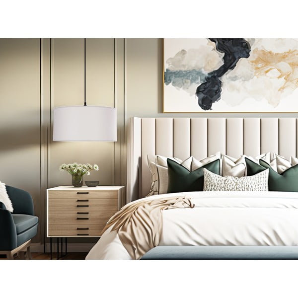 Balta piekaramā lampa ar auduma abažūru ø 40 cm Shanti – Candellux Lighting-image-1