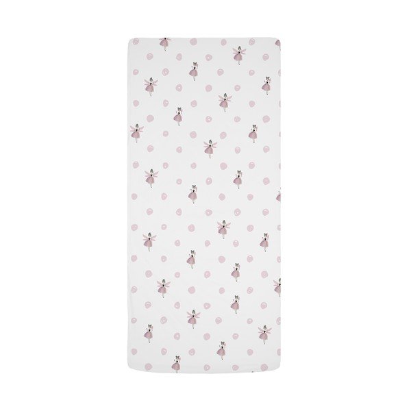 Balts/rozā vienguļamais bērnu palags no kokvilnas satīna ar gumiju 90x200 cm Pink Girl – Butter Kings