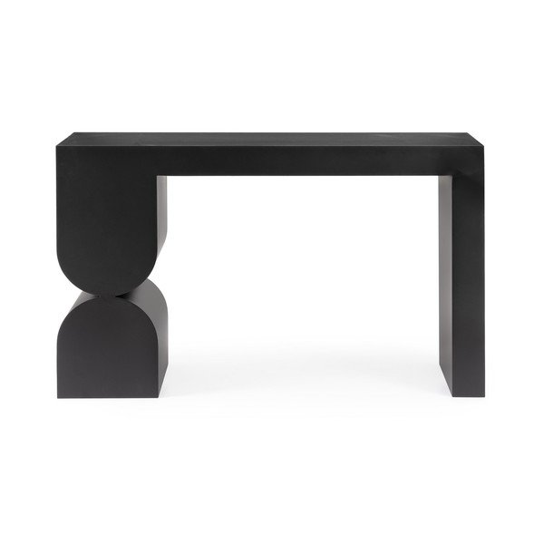 Melns konsoles galds ar stikla galda virsmu 32x120 cm Archie – Bizzotto-image-2