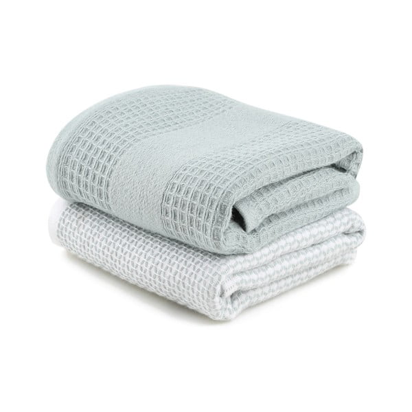 Piparmētru zaļi/pelēki vafeļu dvieļi (2 gab.) 40x60 cm Betty – Foutastic