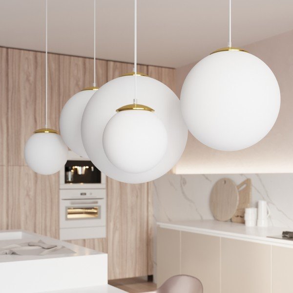 Zelta krāsas piekaramā lampa ar stikla abažūru ø 30 cm Cezab – Sollux-image-1