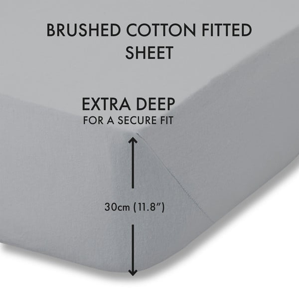 Pelēks flaneļa palags ar gumiju 150x200 cm Brushed – Catherine Lansfield-image-3