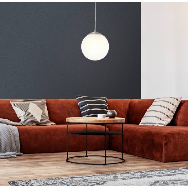 Balta/sudraba krāsas piekaramā lampa ar stikla abažūru ø 20 cm RONDO – EGLO-image-3