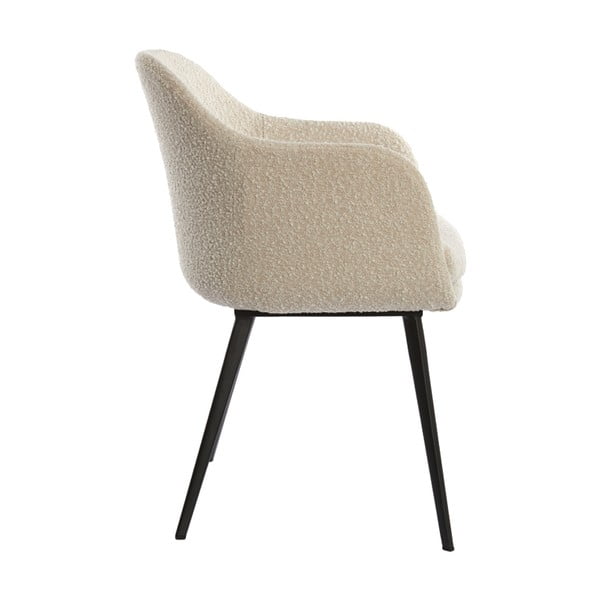 Krēmkrāsas polsterēts ēdamistabas krēsls ar roku balstiem Leone – Light & Living-image-2