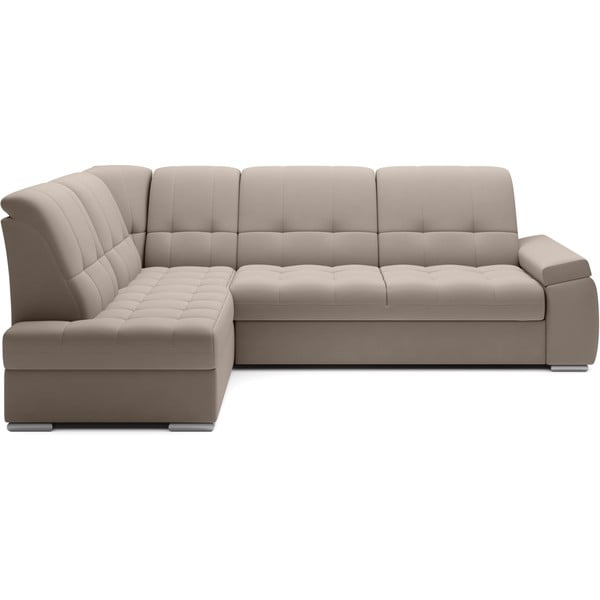 Bēšs samta salokāms/ar uzglabāšanas vietu stūra dīvāns (ar kreiso stūri/L veida) Sado – ELTAP