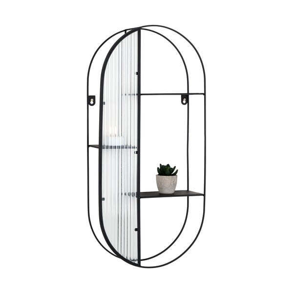 Melns daudzlīmeņu metāla sienas plaukts 32 cm Newcastle – House Nordic-image-3