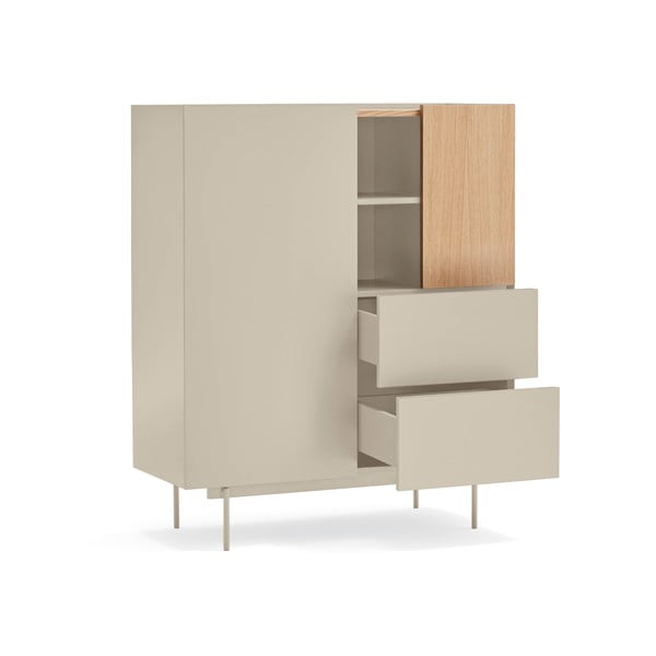 Bēša/dabīga toņa augsta kumode ar ozolkoka imitāciju 100x120 cm Otto – Teulat-image-2