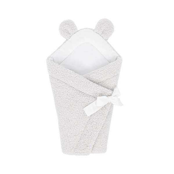 Ziloņkaula krāsas bērnu ietinamā sedziņa no Sherpa flīsa 35x65 cm – Meowbaby