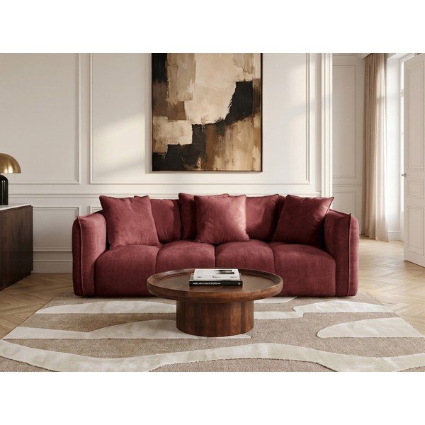 Sarkans dīvāns no šenila auduma Harlem – Bobochic Paris-image-2
