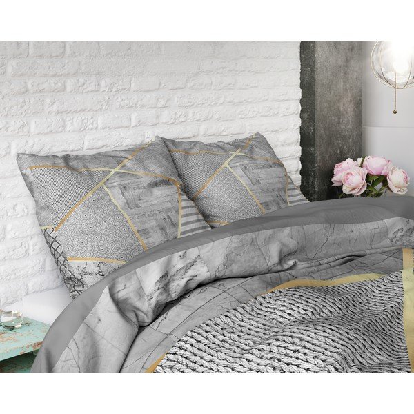 Pelēka kokvilnas divvietīga gultasveļa Pure Cotton Graphic, 200 x 200/220 cm-image-2