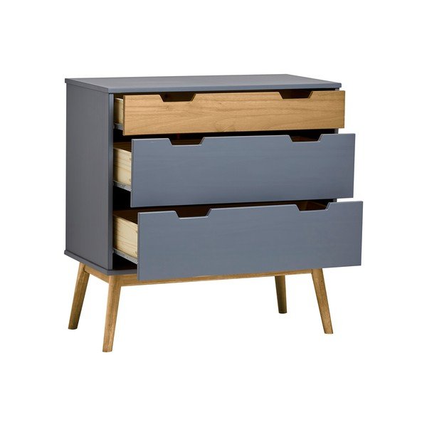 Pelēka priedes masīvkoka kumode Marckeric Baku, augstums 82 cm-image-3