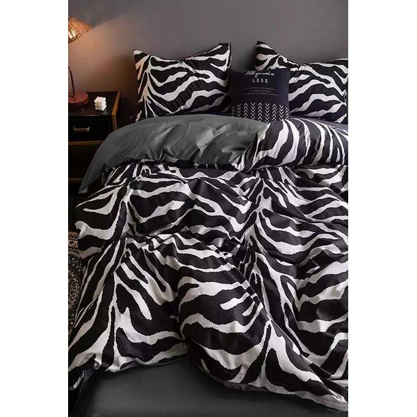 Melna/balta kokvilnas  gultas veļa divvietīgai gultai 200x220 cm – Mila Home-image-4