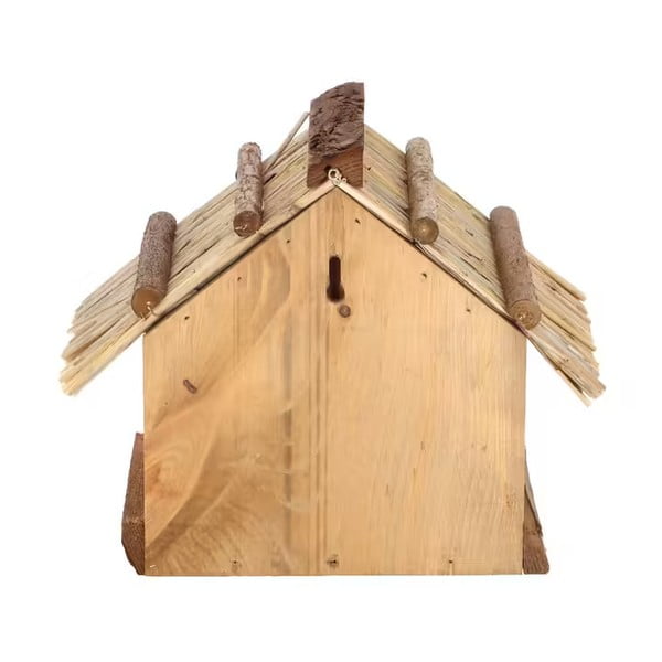 Koka putnu barotava ar salmu jumtu Esschert Design, augstums 22,8 cm-image-2