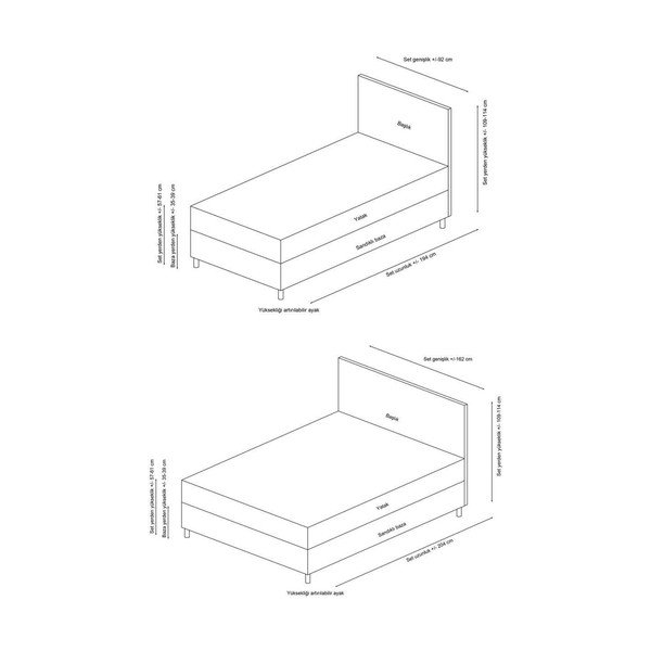 Bēša polsterēta divvietīga gulta ar veļas kasti un redelēm 140x200 cm Safir – Kalune Design-image-3