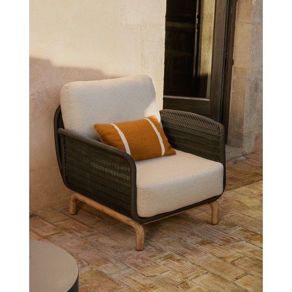 Bēšs polsterēts dārza atpūtas krēsls Alipa – Kave Home-image-1