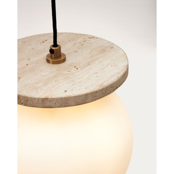 Balta piekaramā lampa ar stikla abažūru ø 20 cm Malachi – Kave Home-image-3