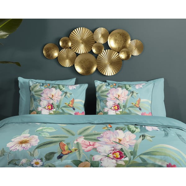 Zila vienguļamā gultas veļa no kokvilnas satīna 140x220 cm Fungi – Descanso-image-2