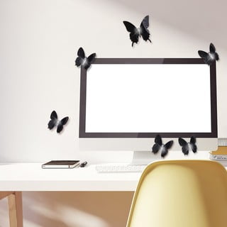 12 melnu 3D uzlīmju komplekts Ambiance Wall Butterflies