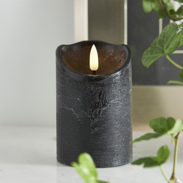 Melna LED svece Star Trading Flamme Rustic, augstums 12,5 cm-image-1