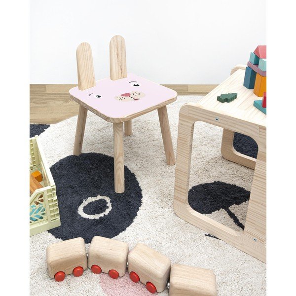 Rozā bērnu krēsls no priedes masīvkoka Little Nice Things Rose Bunny-image-1