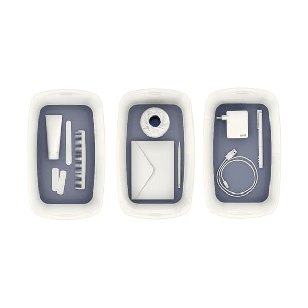 Balta/pelēka plastmasas uzglabāšanas kaste ar vāku 32x19x13 cm MyBox – Leitz-image-2
