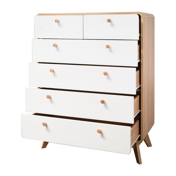 Balta/dabīga toņa augsta kumode ar ozolkoka imitāciju 81x104 cm Caitlin – Støraa-image-4