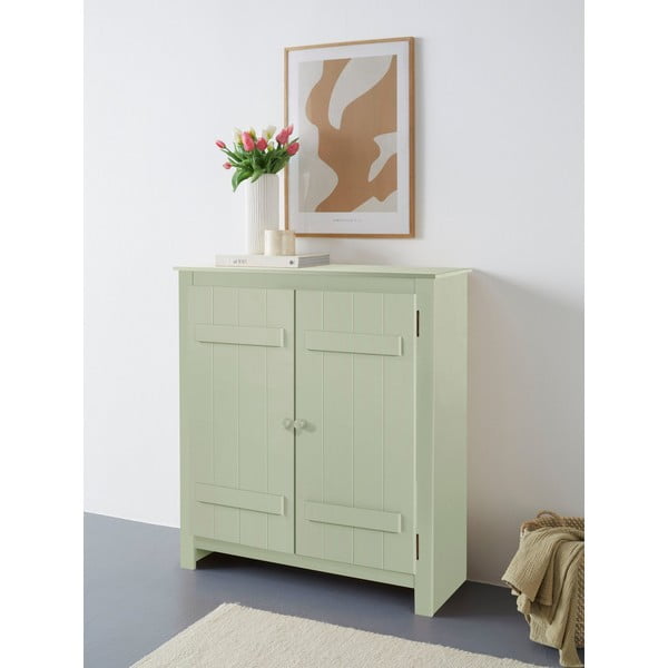 Gaiši zaļš priedes masīvkoka skapītis 100x110 cm Bertram – Støraa-image-1