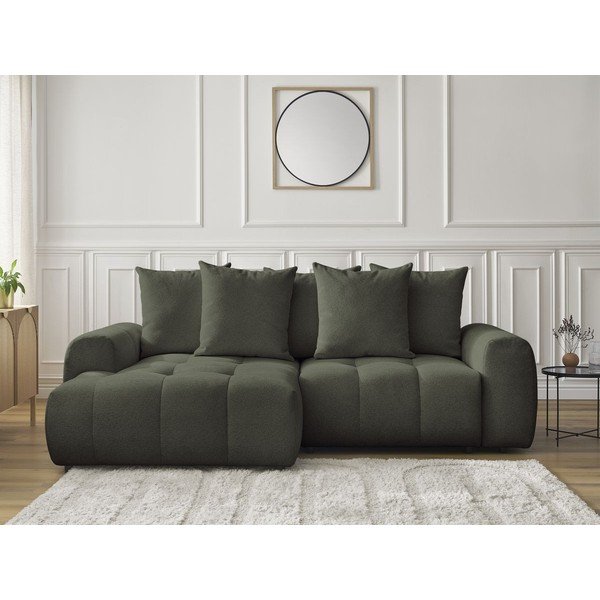 Haki salokāms stūra dīvāns no šenila auduma ar uzglabāšanas vietu  (ar kreiso stūri/ar zvilni) Roxelane – Bobochic Paris-image-1