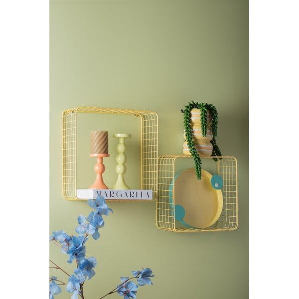 Gaiši dzelteni tērauda sienas plaukti (2 gab.) 35 cm Reja – PT LIVING-image-3