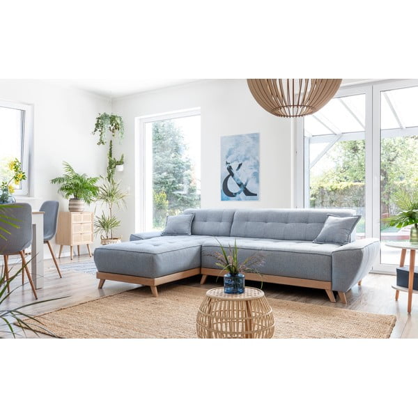 Gaiši zils izlaižams stūra dīvāns ar glabāšanas vietu Miuform Dazzling Daisy-image-3