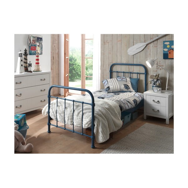 Zila metāla bērnu gulta Vipack New York, 90 x 200 cm-image-2