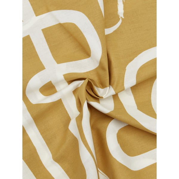 Dzeltena un balta kokvilnas gultas veļa Westwing Collection Malu, 135 x 200 cm-image-1